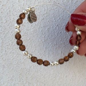 New Alex and Ani Silver and Brown Beaded Bangle